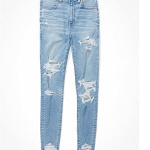 American Eagle Outfitters Light Blue Distressed Skinny Jeans 4 Short